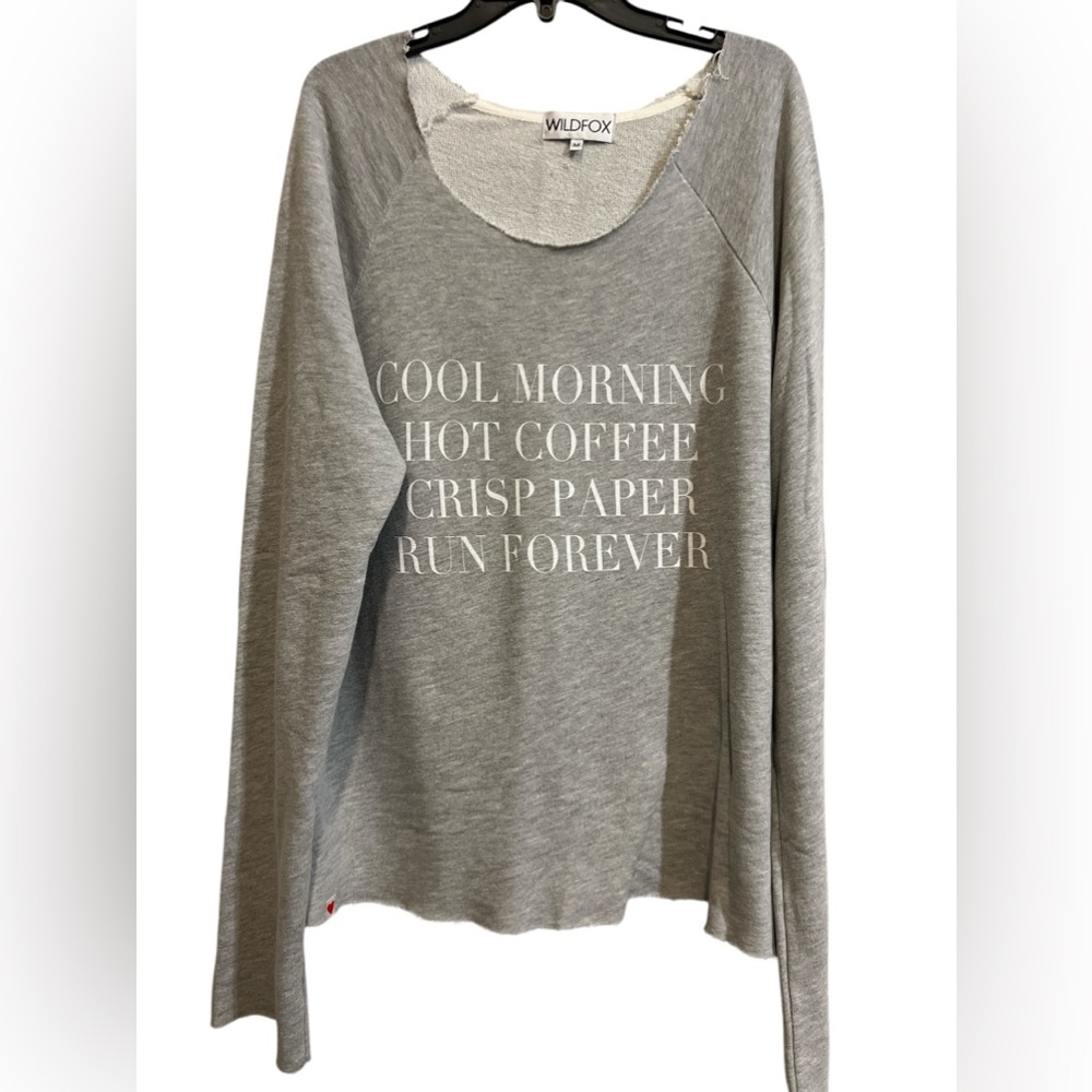 Wildfox Oversized Graphic Gray Sweatshirt With White Lettering Size Med